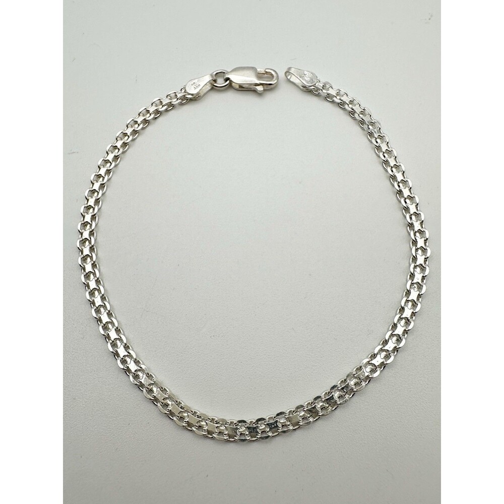 Milor Italian Bismark Chain Design Dainty Sterling Silver Bracelet 7.25”